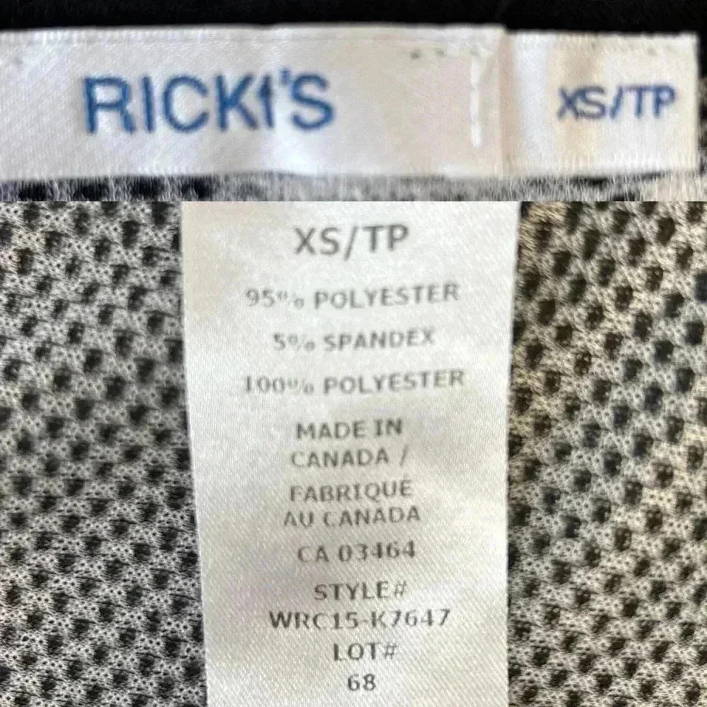 Ricki’s Black & White Loose Fit V Neck Top Sheer Hem Short Sleeves XS - Picture 16 of 16
